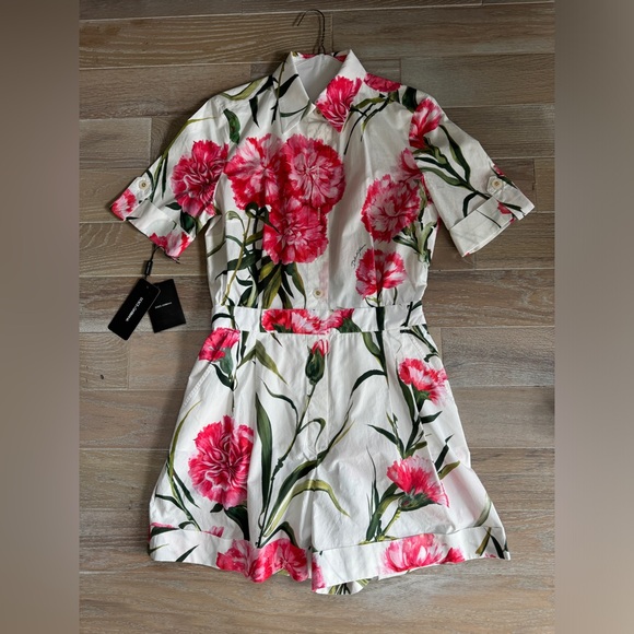 Dolce & Gabbana Carnation Print Poplin Romper - Picture 5 of 11